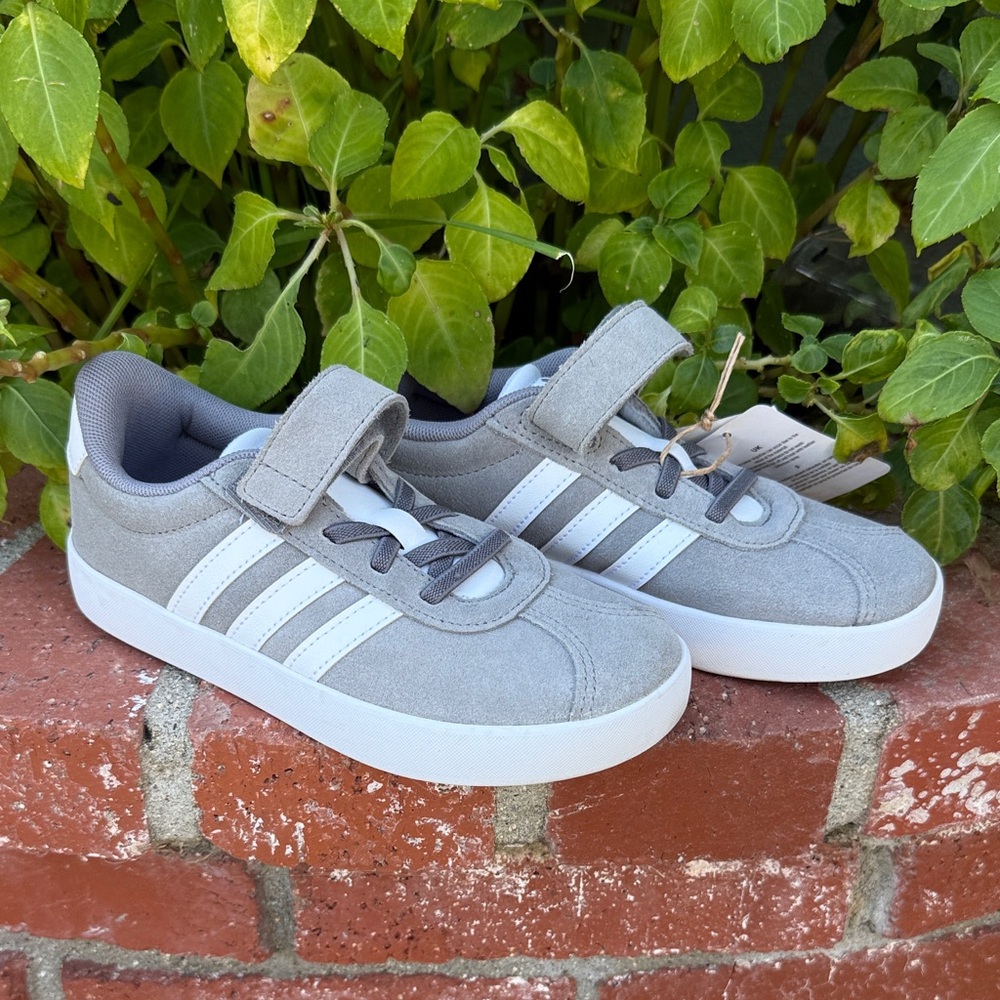adidas Kids Gray and White Sneakers
